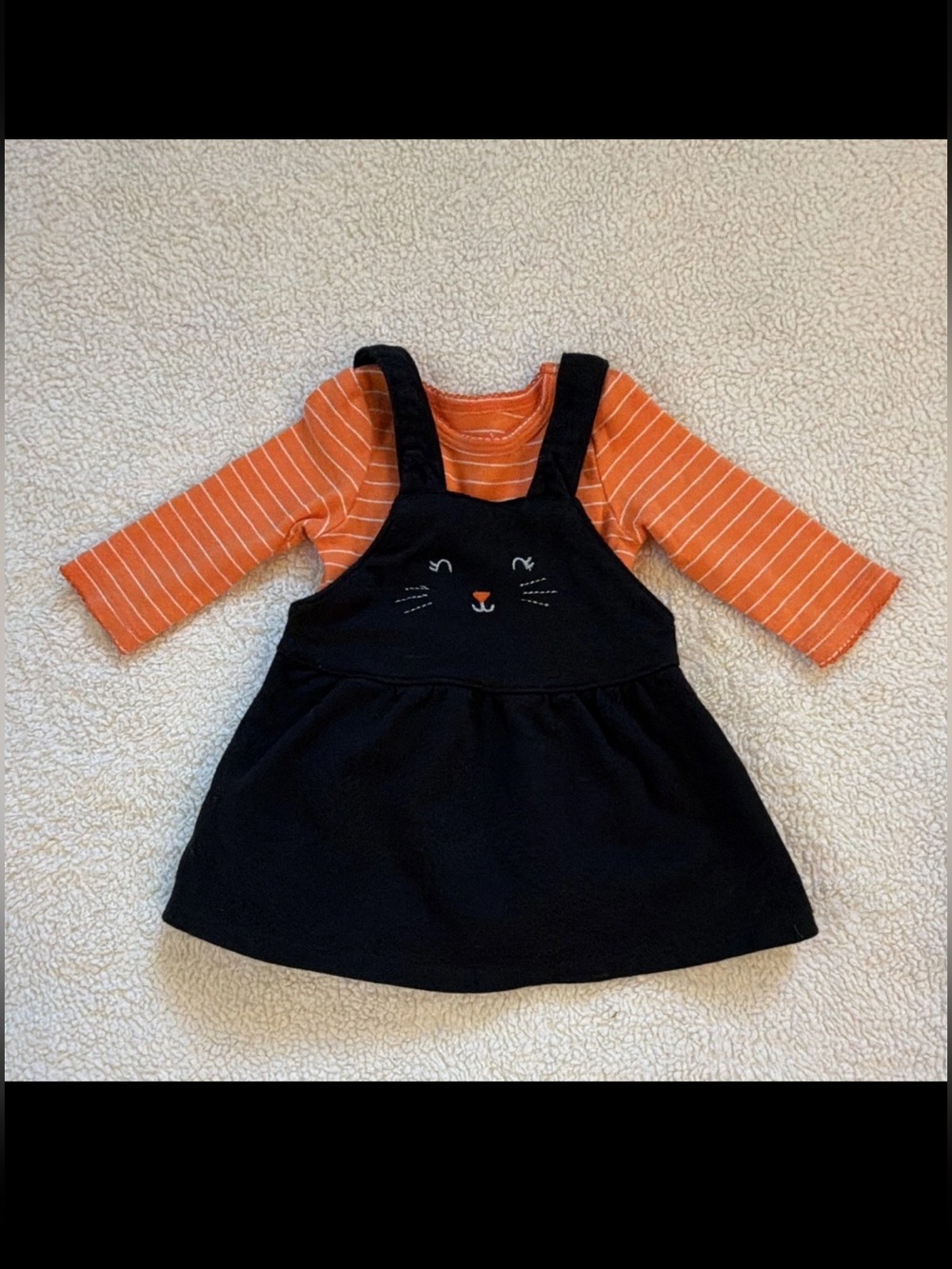 Carter's Black Pinafore Dress with Orange Striped Top